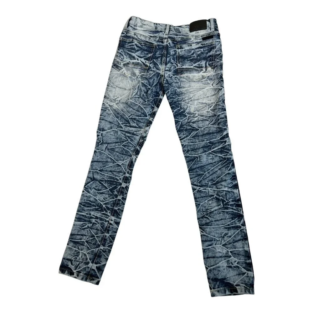 South Pole Men's Moto/Biker Skinny Dark & Acid Wash Jeans Size 30x32 - Picture 2 of 10